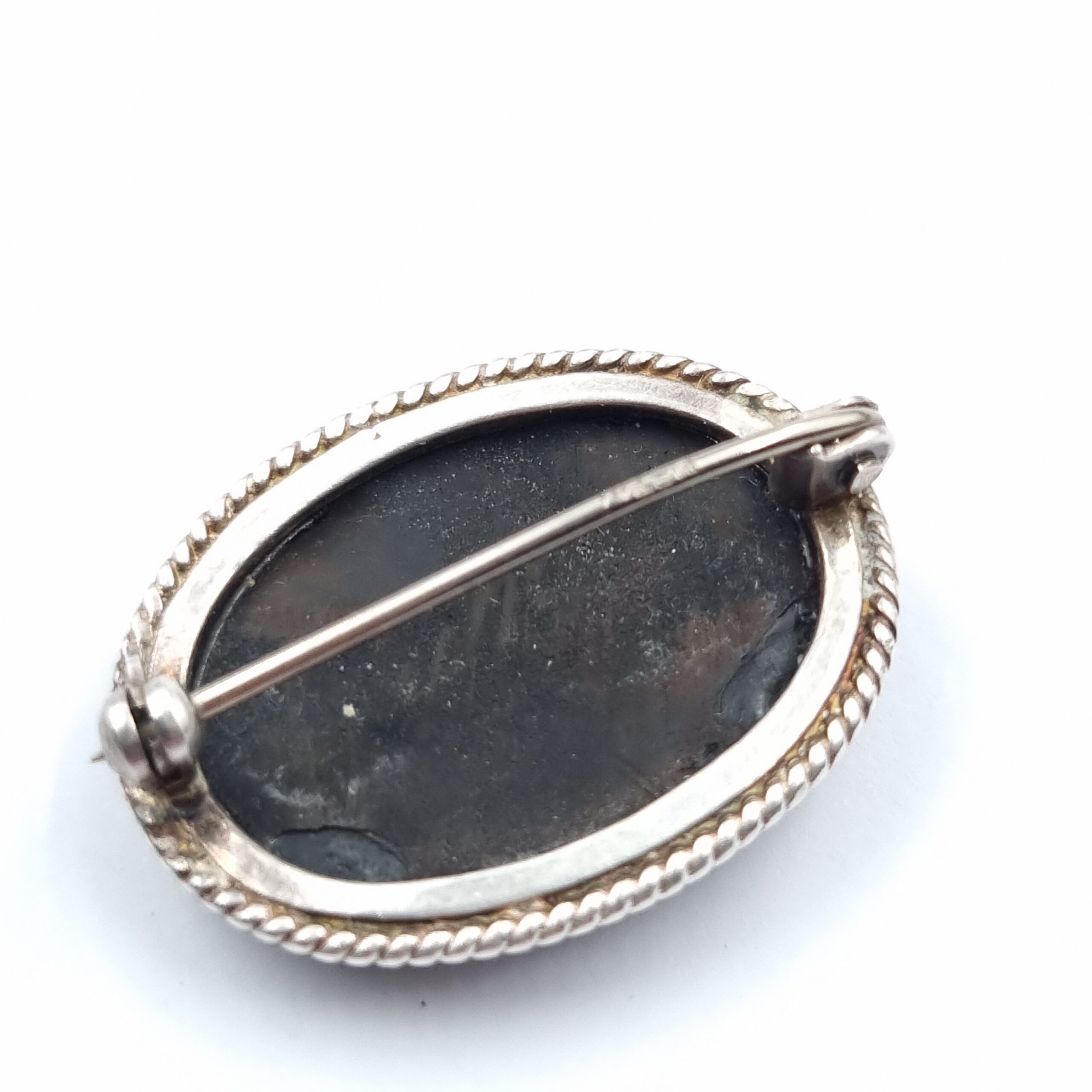 Onyx Brooch Sterling Silver Hallmarked 1987 - Image 2