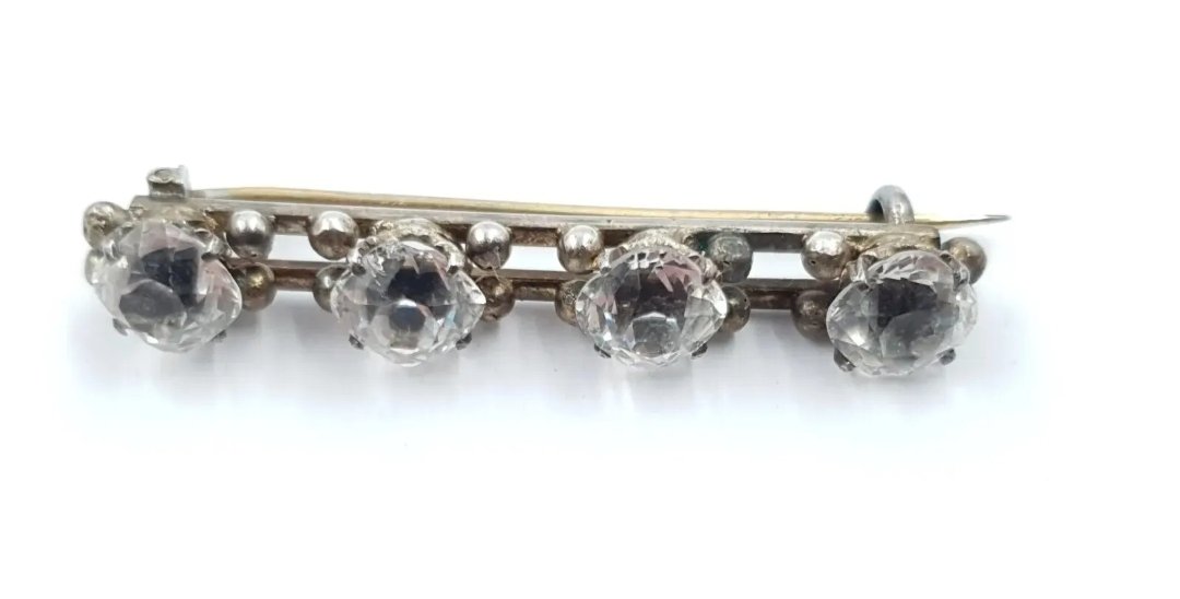 Antique Clear Paste Bar Brooch