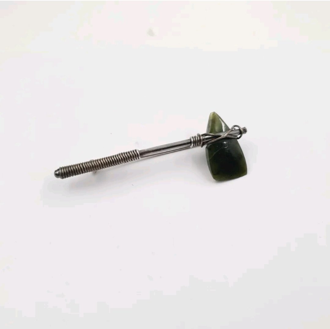 Nephrite Jade Tomahawk Brooch