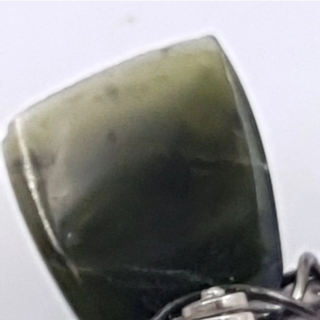 Nephrite Jade Tomahawk Brooch Sterling Silver Signed. - Image 4