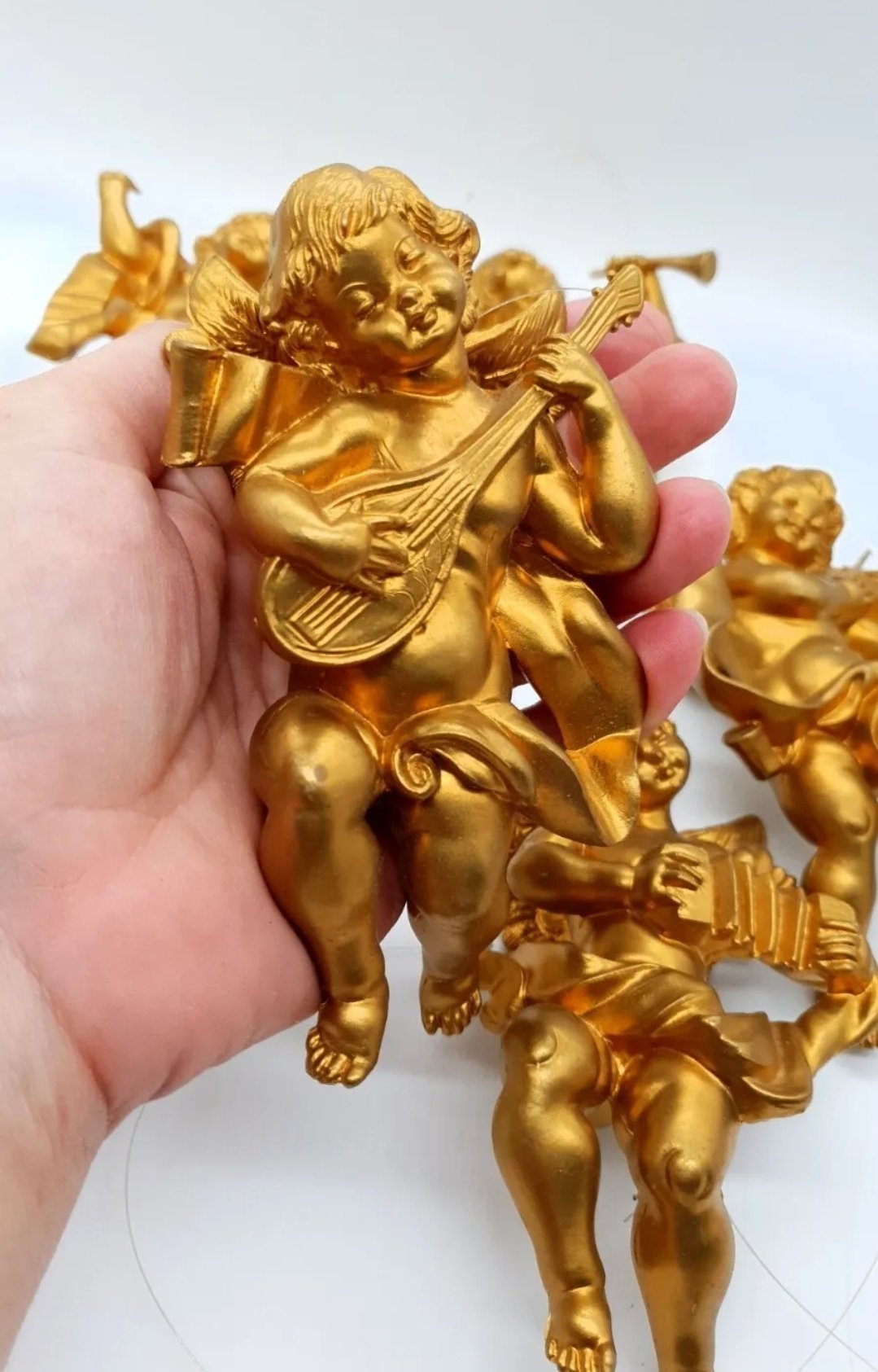 Italian Cherub Christmas Decorations Large Heavy x6 - Image 4