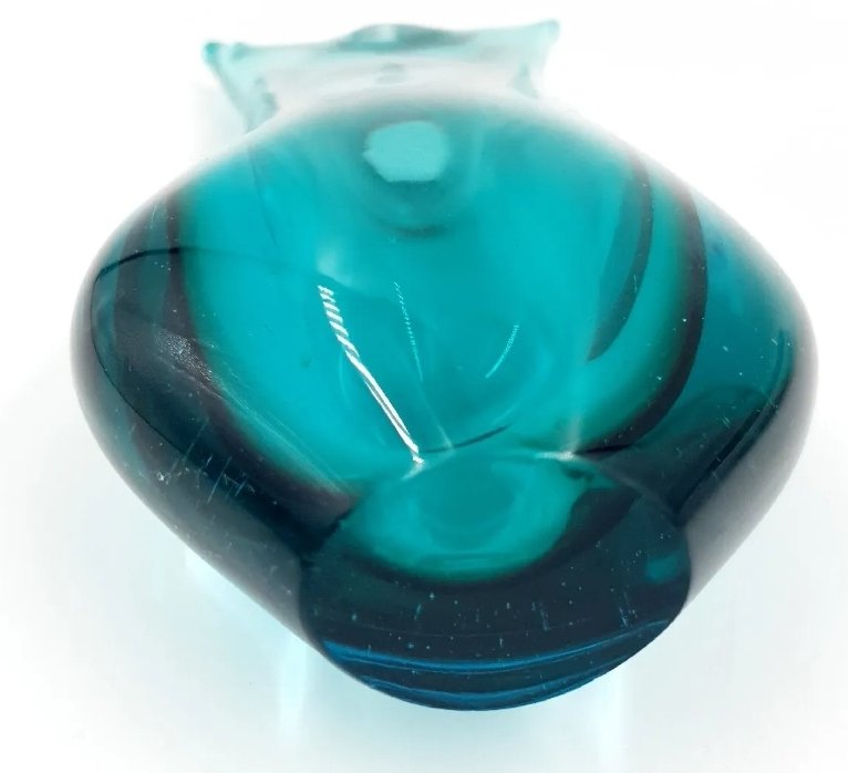Vintage Murano Glass Beak Vase in Teal Blue ~ 16cm C 1960s - Image 3