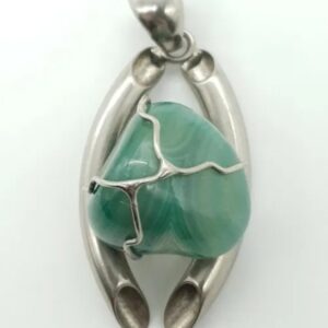 Green Agate Pendant Sterling Silver