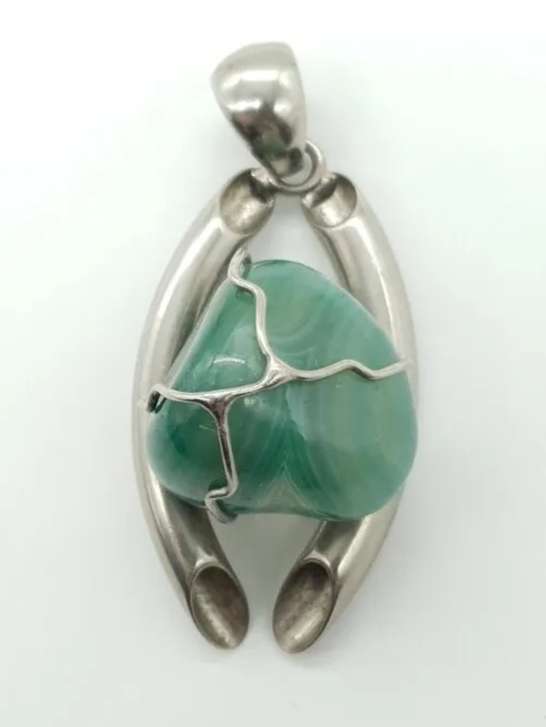 Green Agate Pendant Sterling Silver