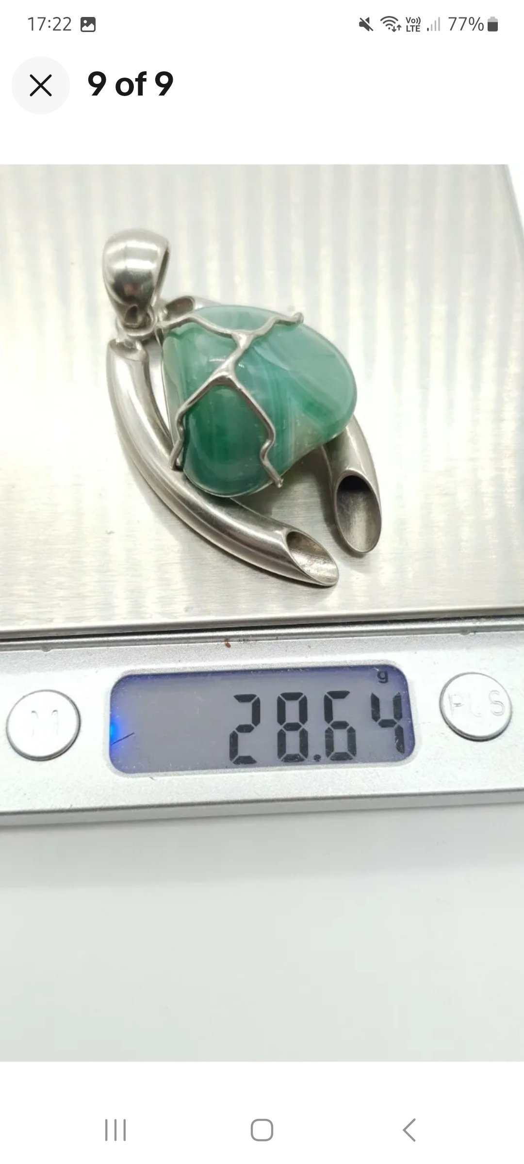 Green Agate Pendant Sterling Silver Wrapped Artisan Made Statement Piece - Image 4
