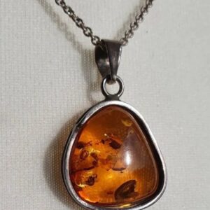 Vintage Amber Necklace Sterling Silver