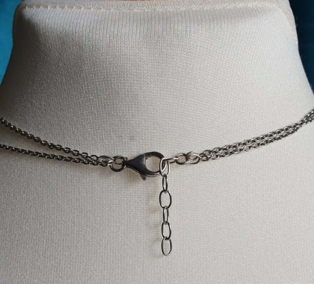 Tourmalated Quartz Necklace in Sterling Silver Large Pebble Beads. Italy. - Image 4