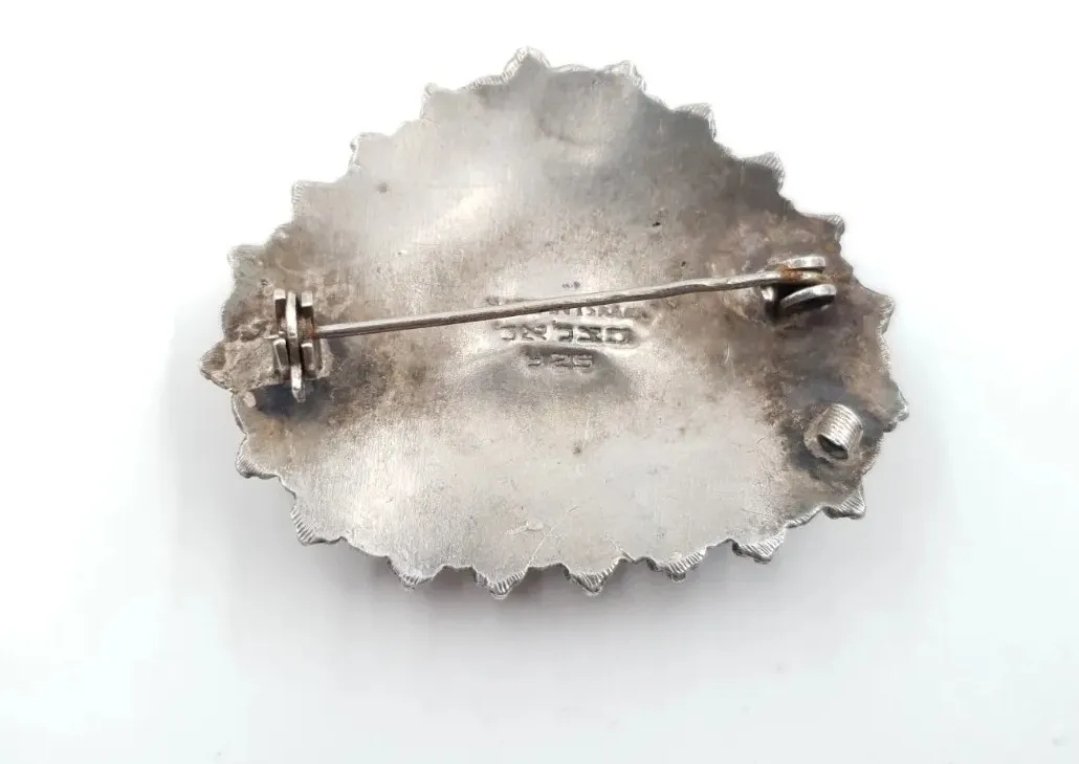 Eilat Gemstone Pendant Brooch Sterling Silver Mount from Israel - Image 2