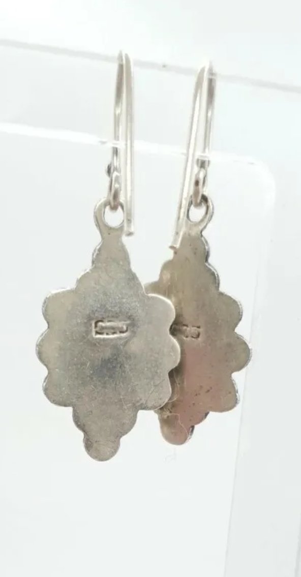 Vintage Amethyst Earrings Sterling Silver Ornate Dangle Drop - Image 3