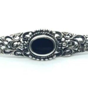 Vintage Silver Onyx Bar Brooch
