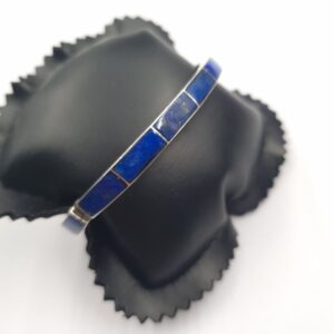 Lapis Lazuli Hinged Bangle Silver