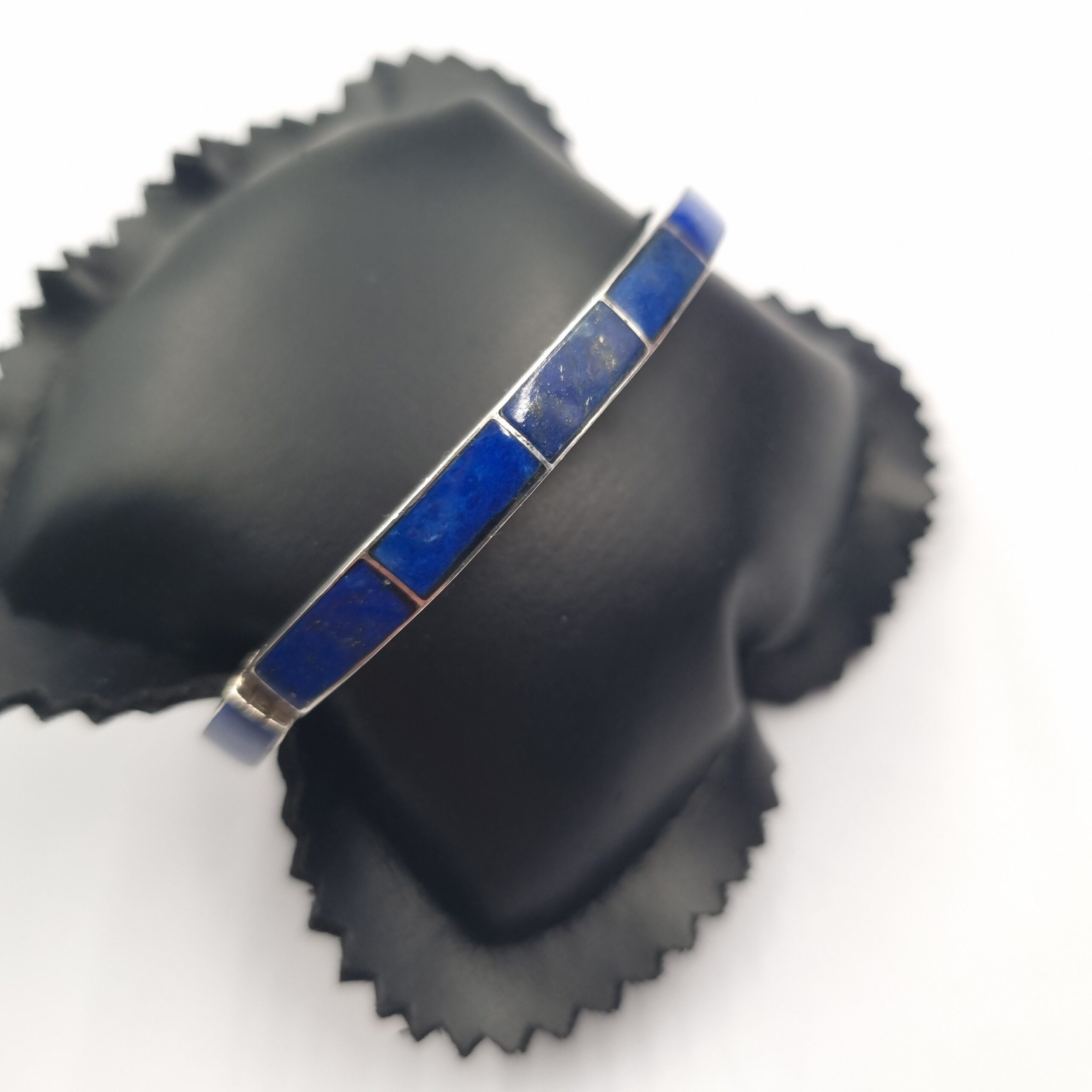 Lapis Lazuli Hinged Bangle Silver