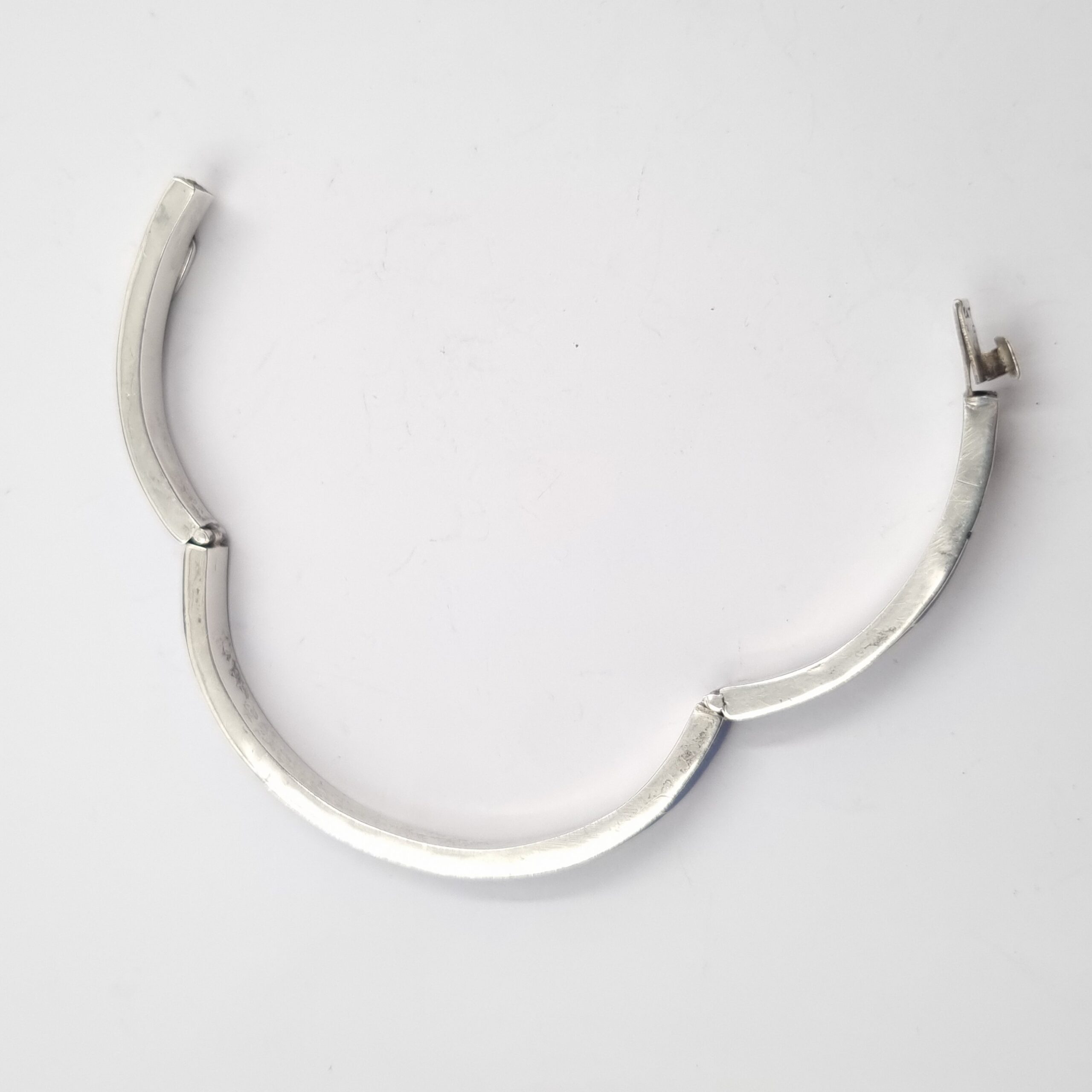 Lapis Lazuli Hinged Bangle Silver Vintage Marked Plata - Image 5