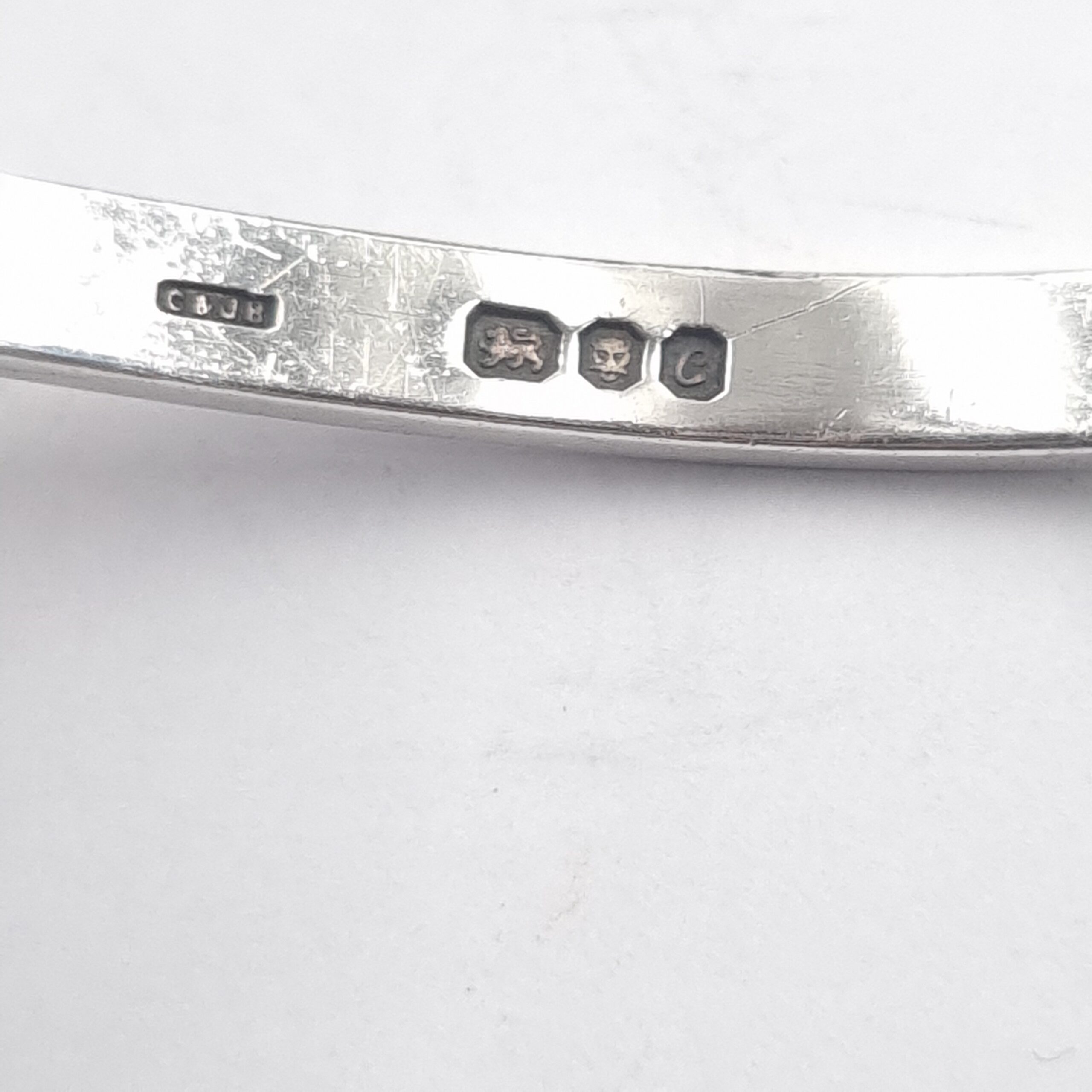Lace Agate Bangle Sterling Silver Hallmarked London 1977 - Image 6