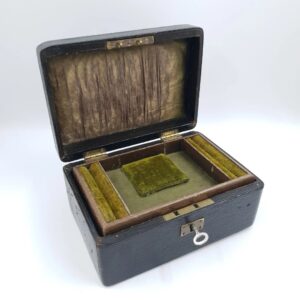 Antique Leather Covered Jewellery Box