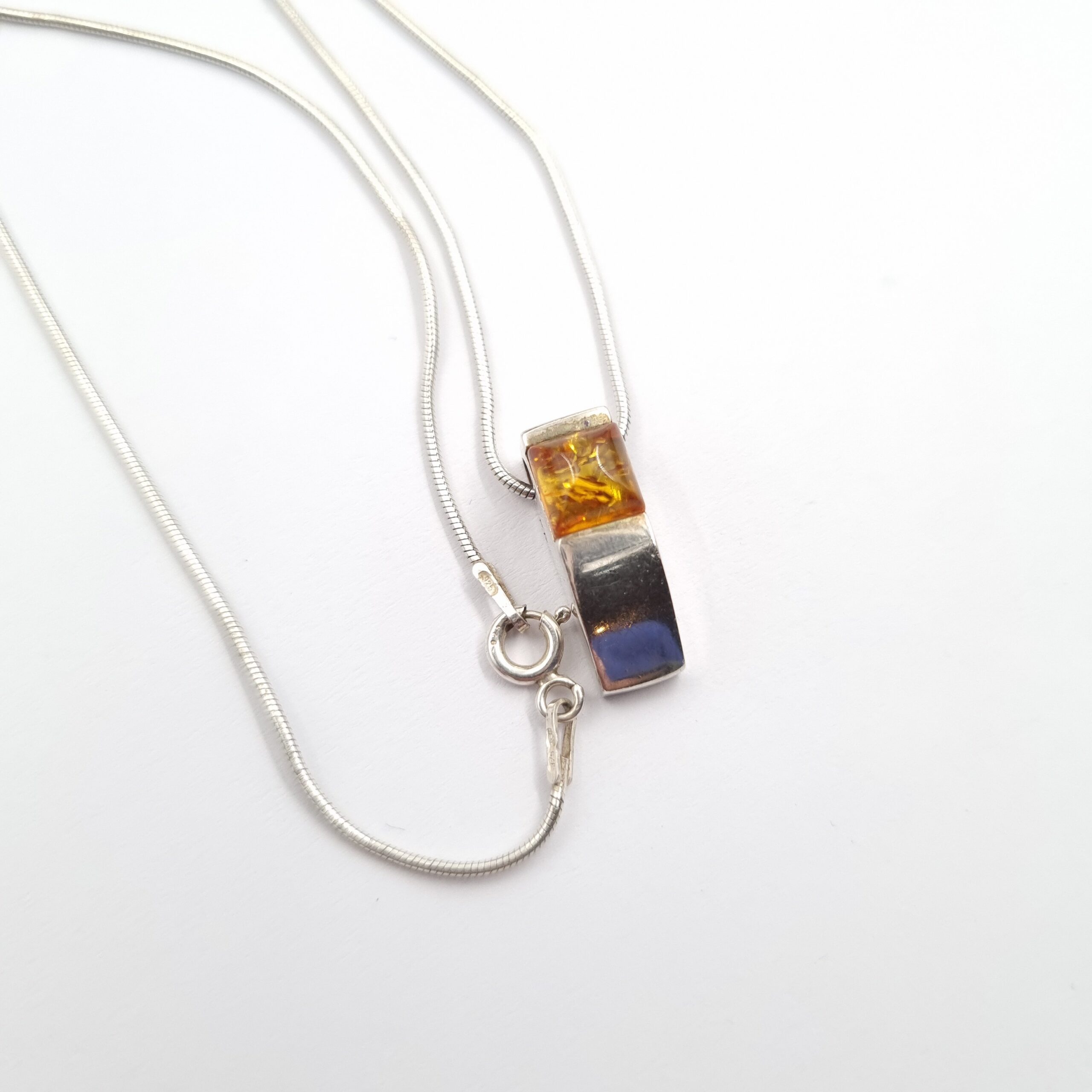Einer Fehrn Baltic Amber Pendant in Sterling Silver Danish Modernist - Image 4