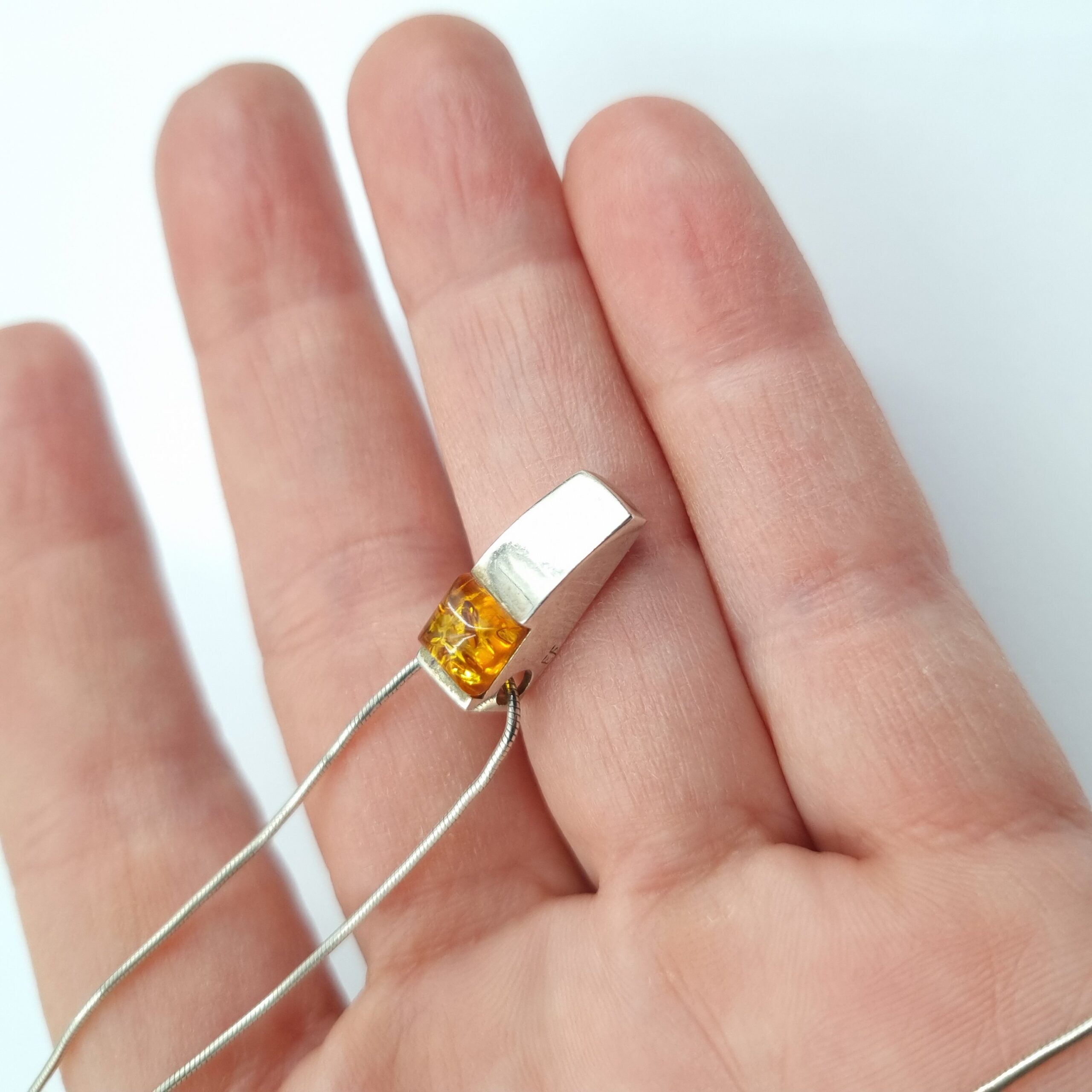 Einer Fehrn Baltic Amber Pendant in Sterling Silver Danish Modernist - Image 3