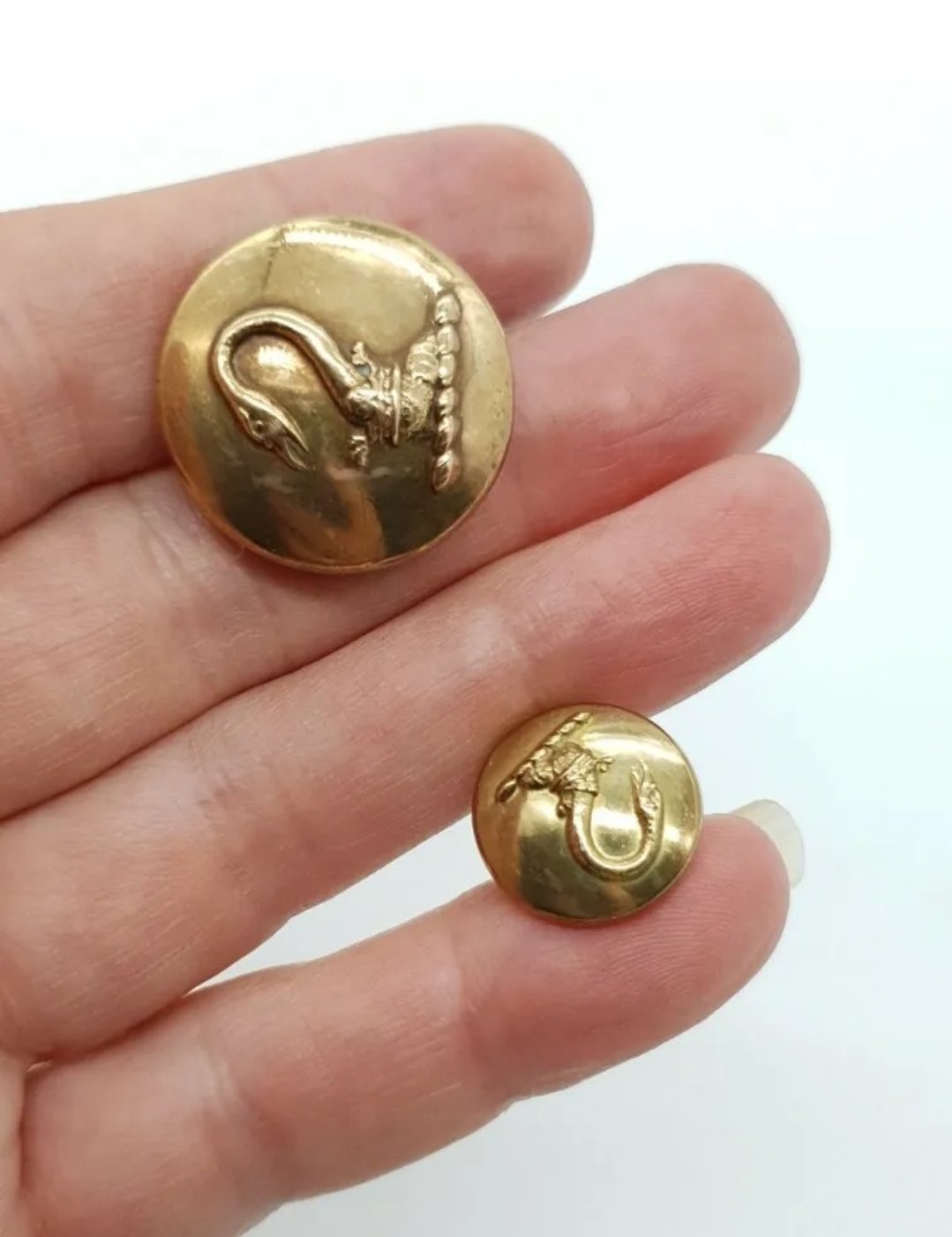 Antique Livery Buttons Serpent Dragon converted to Earrings - Image 5