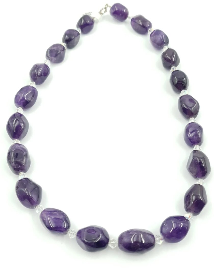 Amethyst Necklace Large Polished Beads with Sterling Clasp - Image 2