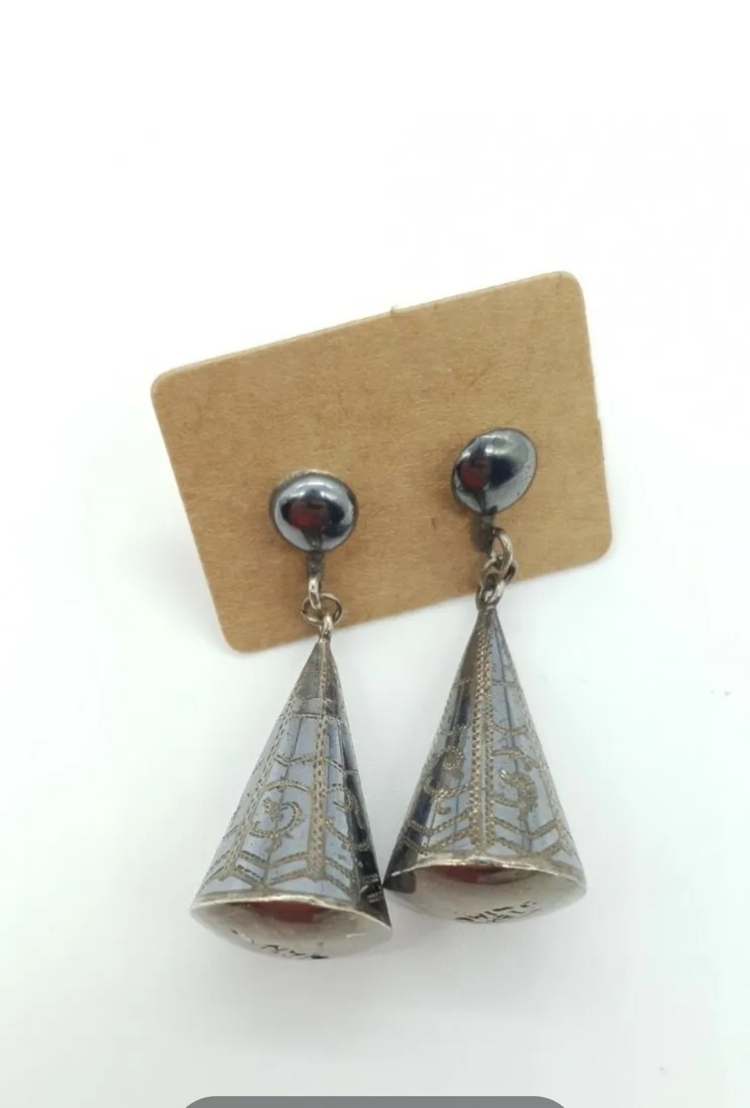 Silver Cone Shape Dangle Earrings