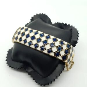 Sphinx Blue & White Enamel Articulated Bracelet