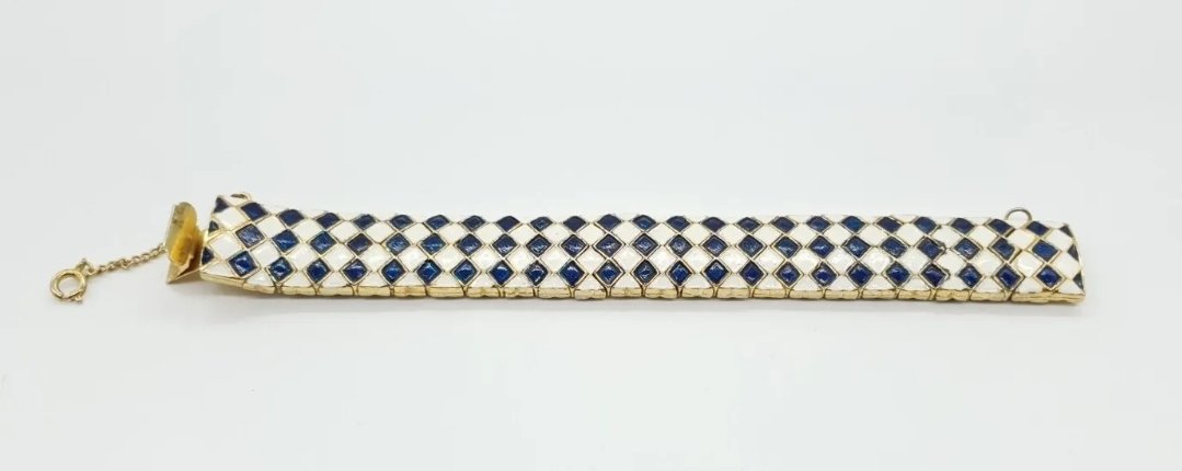Sphinx Blue & White Enamel Articulated Bracelet - Image 5
