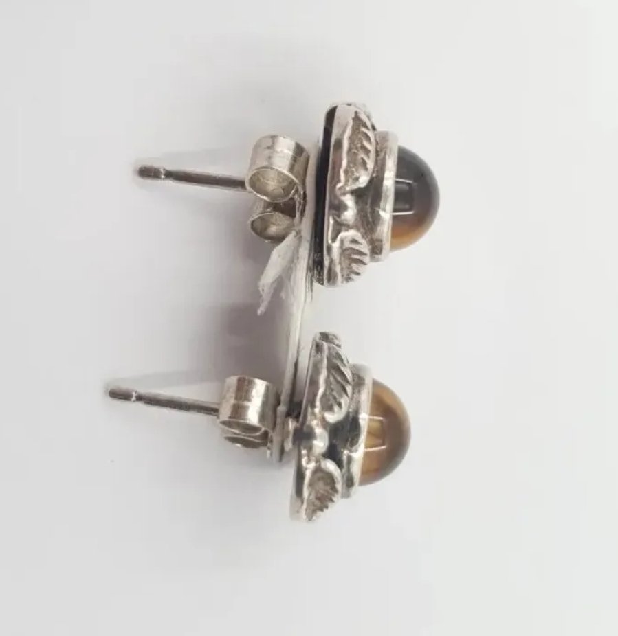 Tigers Eye Stud Earrings Sterling Silver Shipton & Co - Image 2