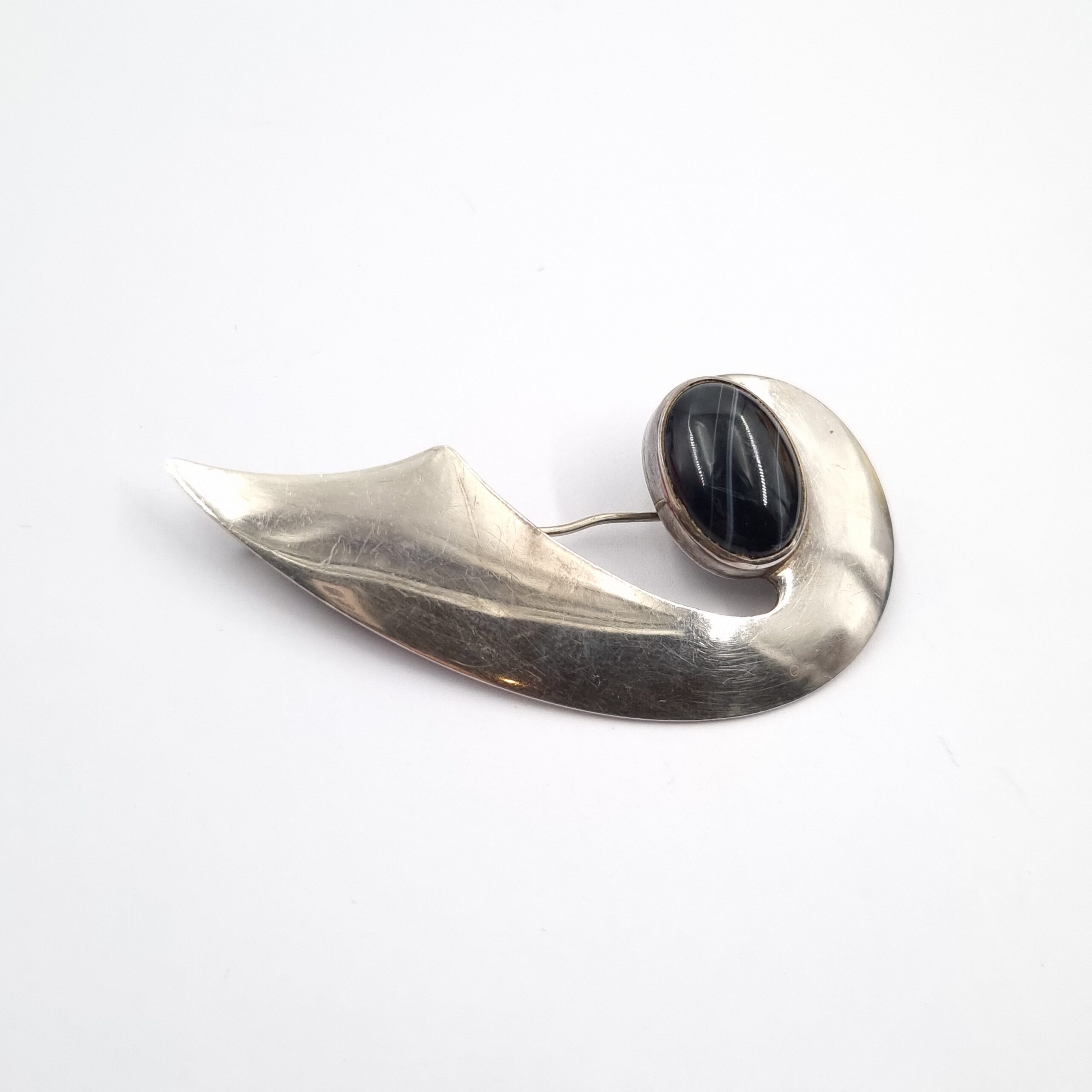 Modernist Silver Agate Brooch made in Israel