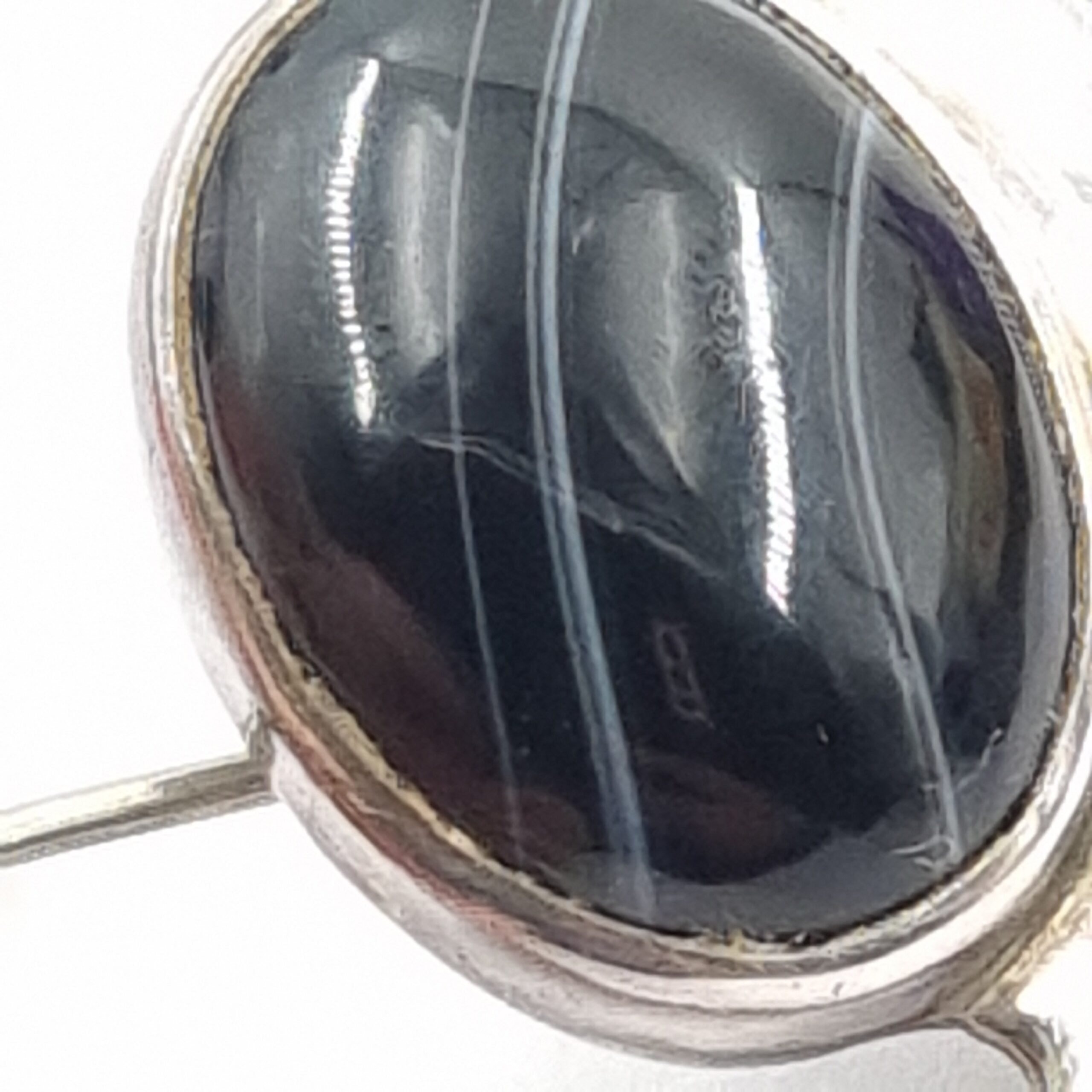 Modernist Silver Agate Brooch made in Israel c1960s Signed - Image 3