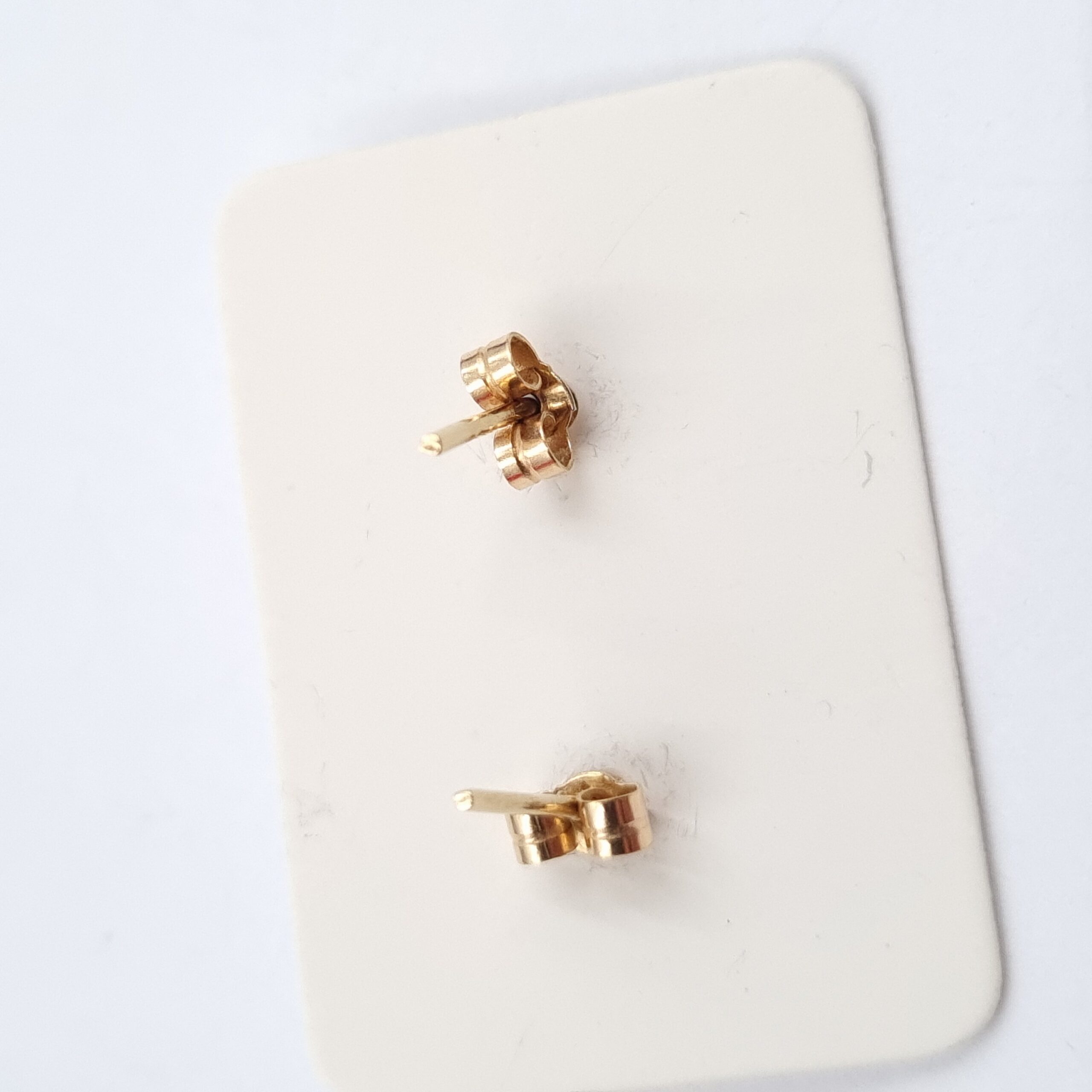 9ct Gold & Diamond Stud Earrings 3 Petal Flower Shape - Image 2