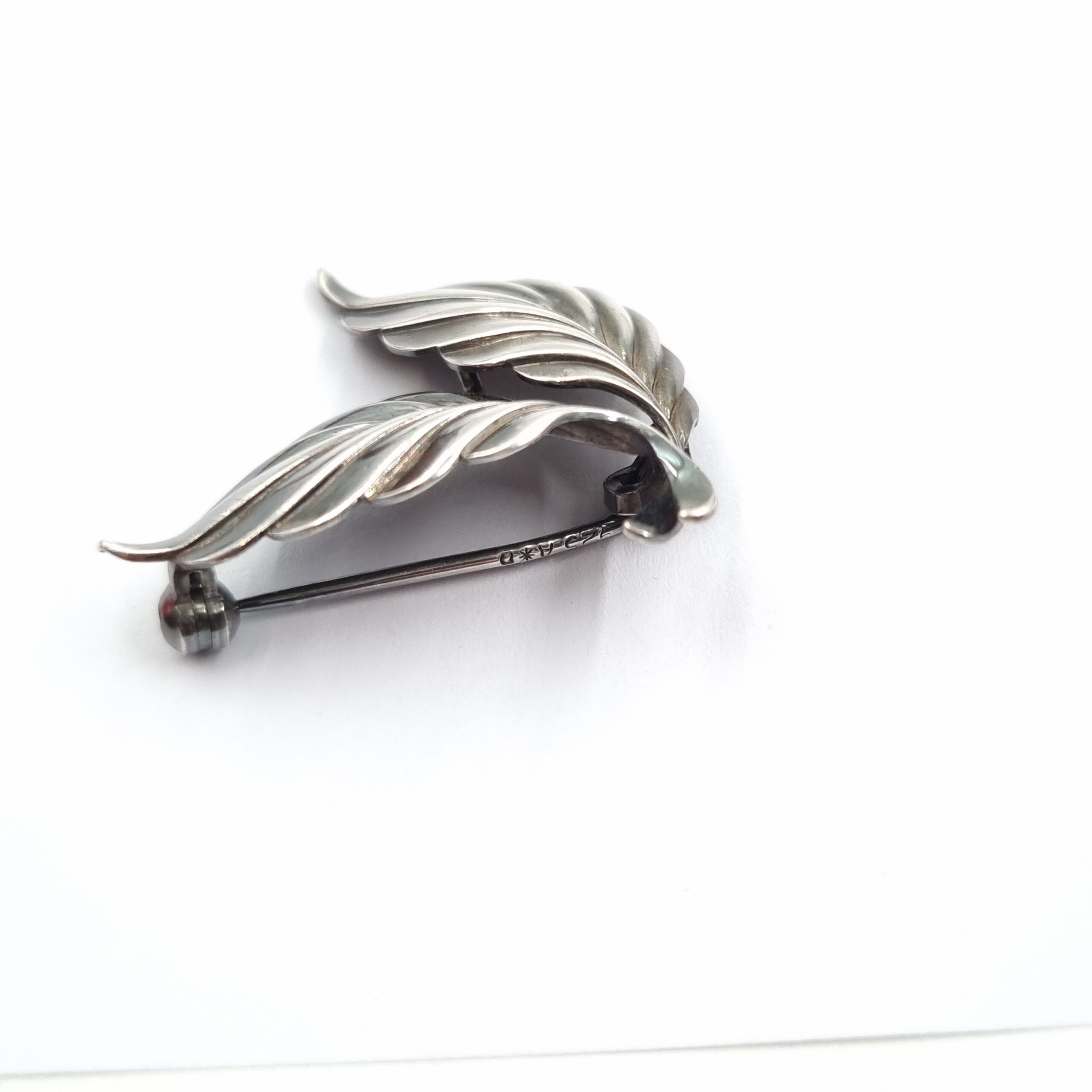 Andreas Daub Silver Brooch with Double Leaf Design - Image 3