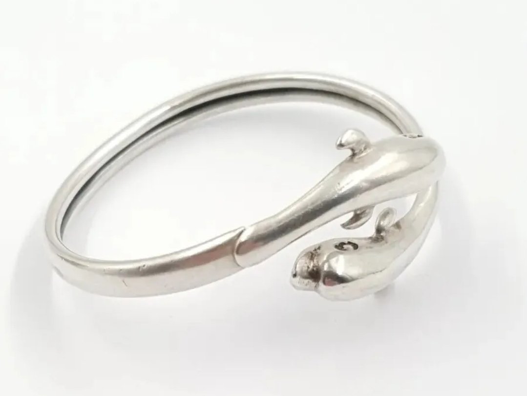 Silver Dolphin Cuff Bangle in Sterling Silver - Image 2