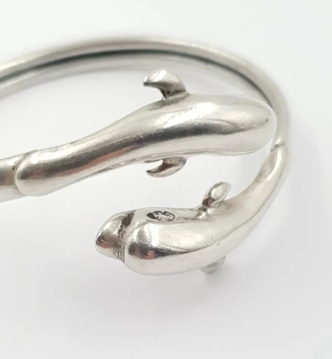 Silver Dolphin Cuff Bangle in Sterling Silver - Image 3