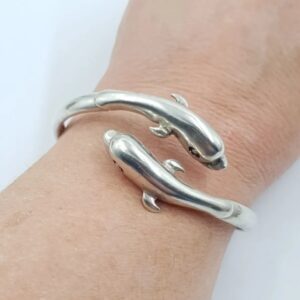 Silver Dolphin Cuff Bangle in Sterling Silver.