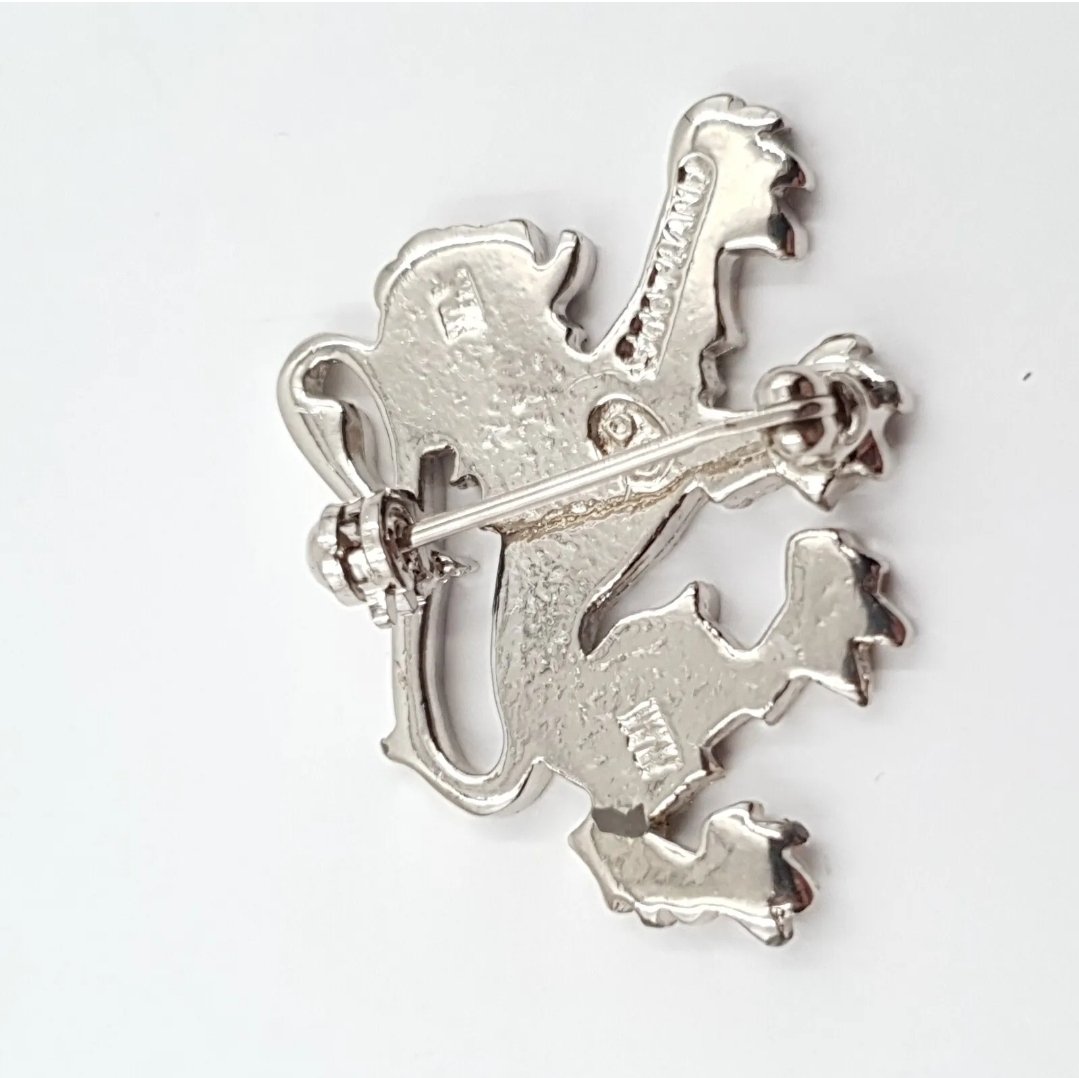 Hamish Dawson Bowman Rampant Lion Brooch Silver Plated Pewter - Image 2