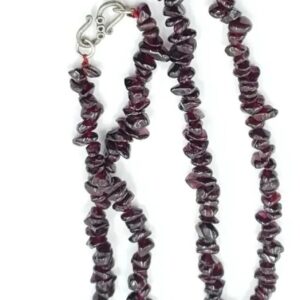 Long Garnet Necklace with Silver