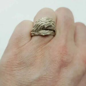 Modernist Silver Ring Feather