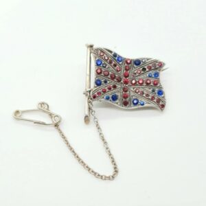 Antique Sterling Silver Union Jack Flag Brooch