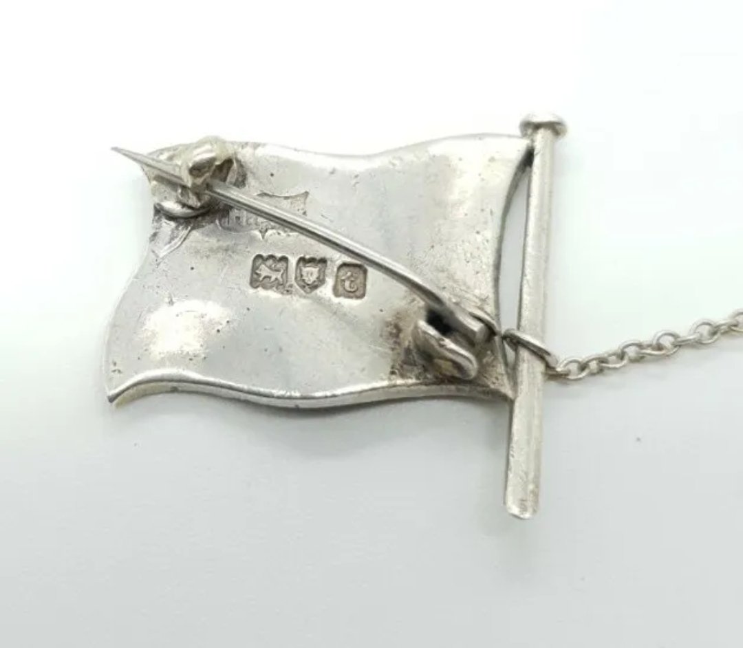 Antique Sterling Silver Union Jack Flag Brooch London 1914 H A Lazarus - Image 2