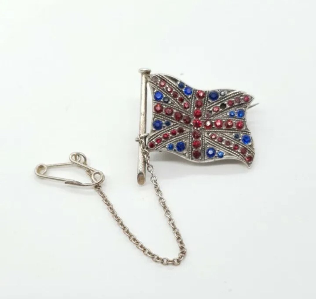 Antique Sterling Silver Union Jack Flag Brooch London 1914 H A Lazarus - Image 5