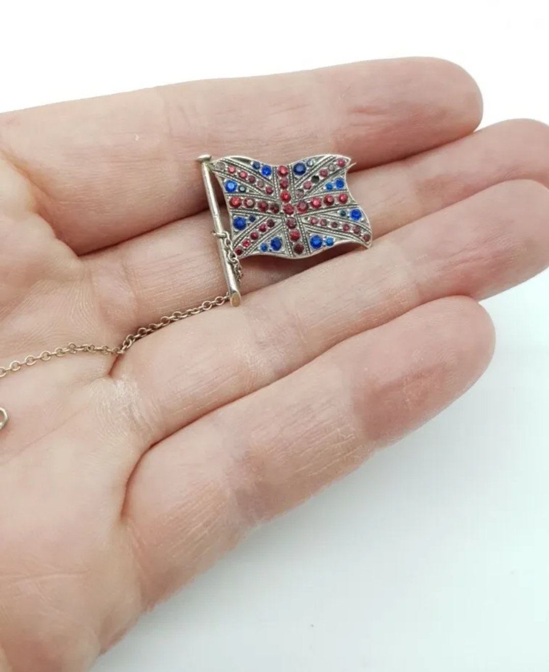 Antique Sterling Silver Union Jack Flag Brooch London 1914 H A Lazarus - Image 4