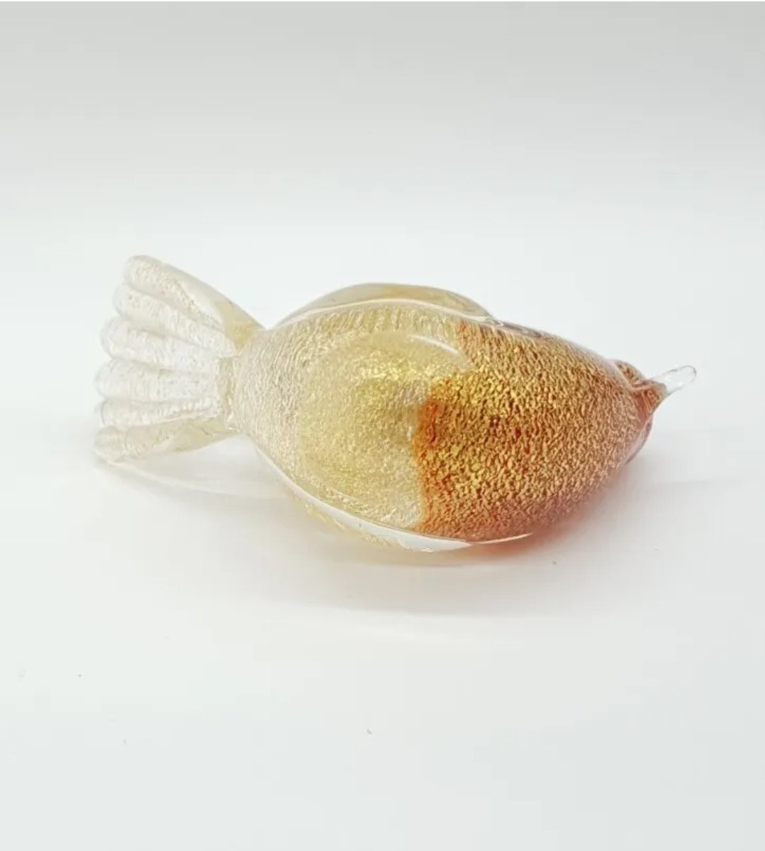 Murano Glass Bird Paperweight Attributed to Archimedes Seguso Gold Aventurine - Image 3