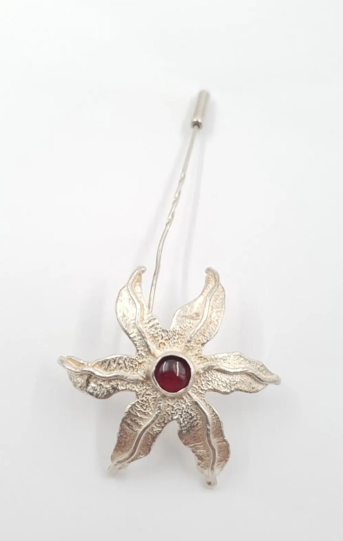 Handmade Silver Flower Stick Pin