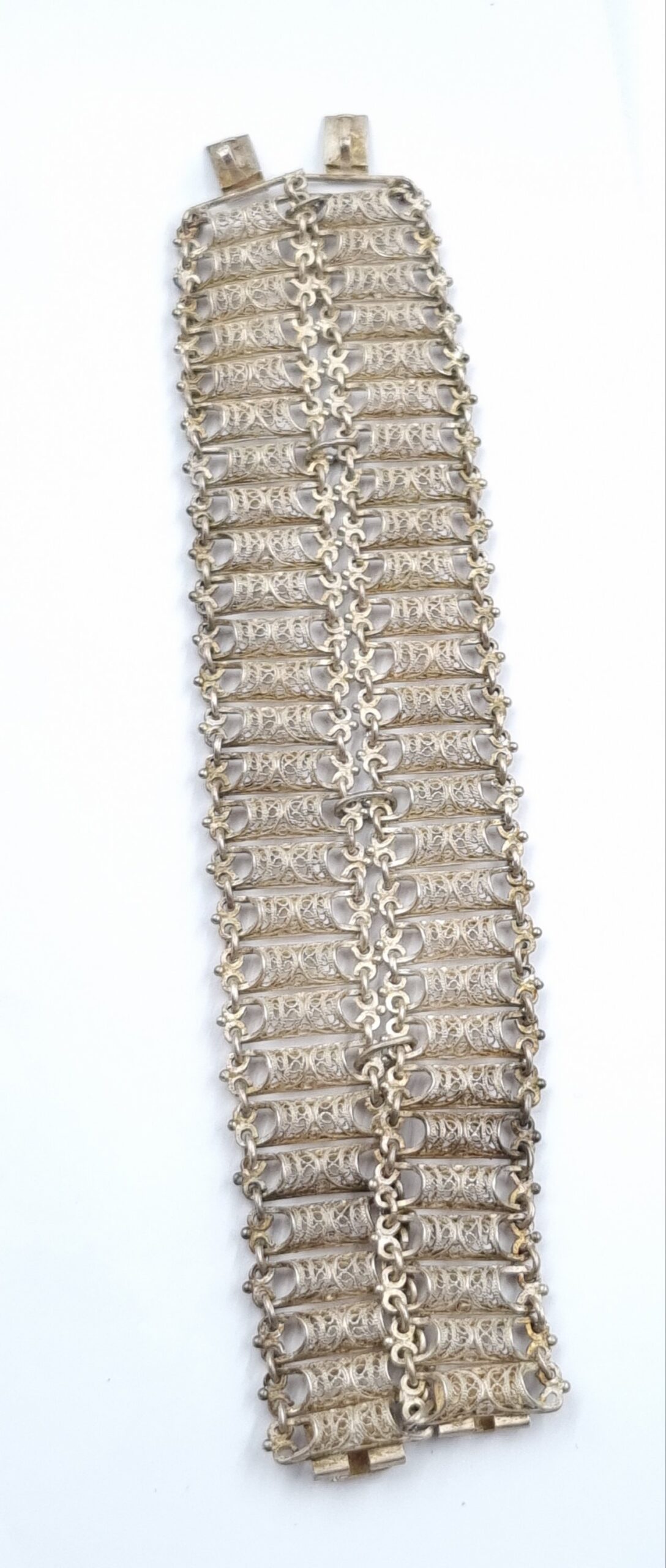 Ottoman Silver Filigree Bracelet Double Chain - Image 3