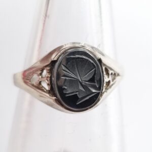 Silver & Hematite Intaglio Seal Ring