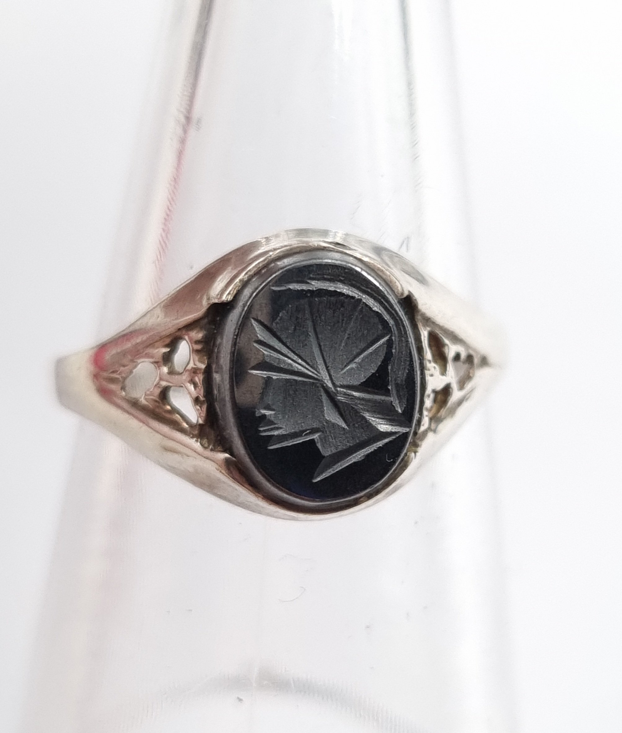 Silver & Hematite Intaglio Seal Ring