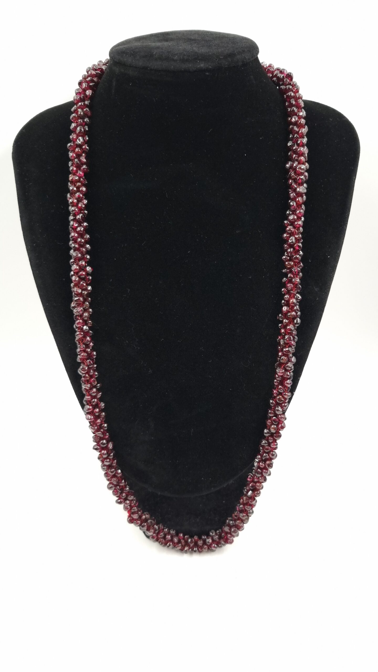 Garnet Cluster Beaded Rope Necklace
