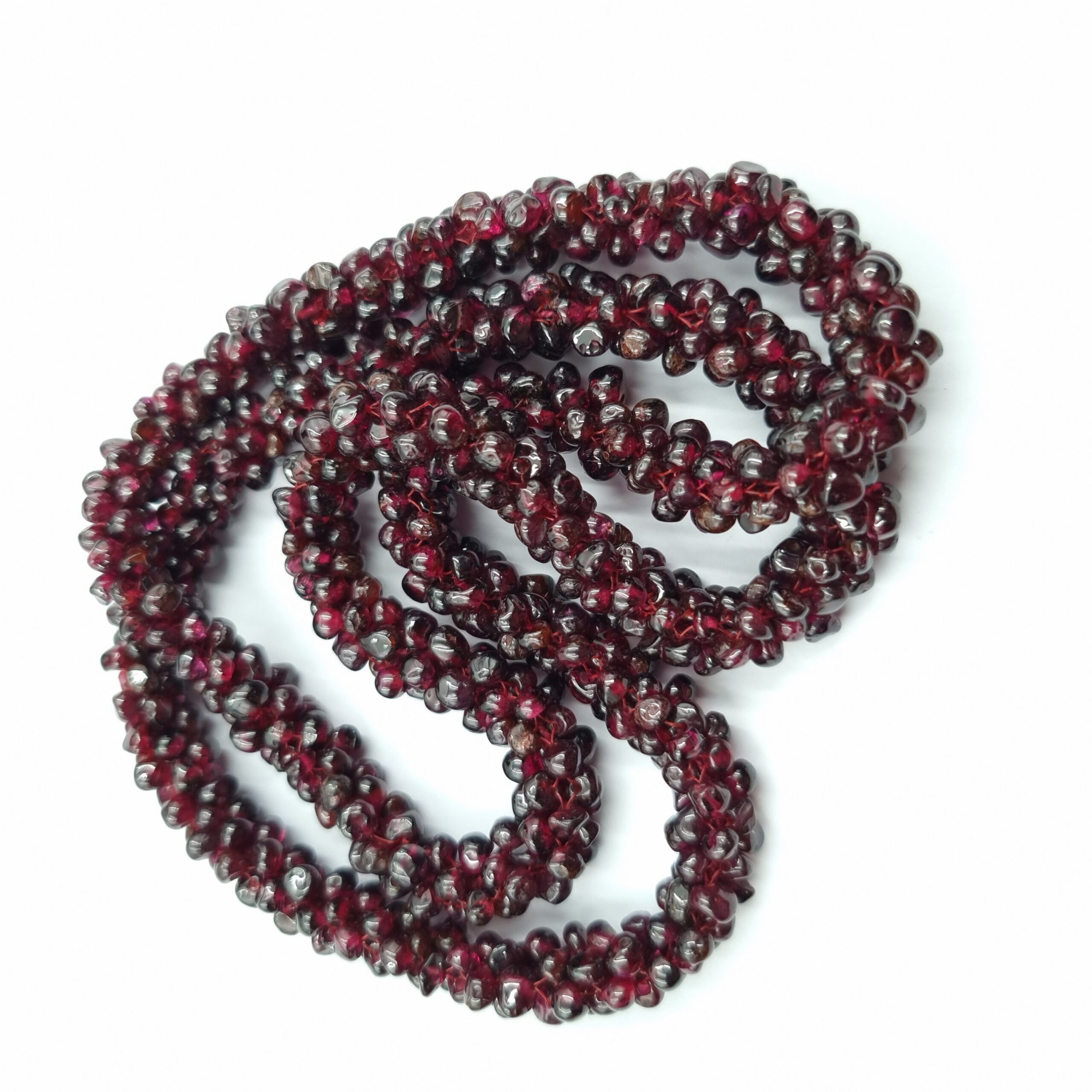 Garnet Cluster Beaded Rope Necklace Gemstone Closed Loop Vintage Heavy - Image 2
