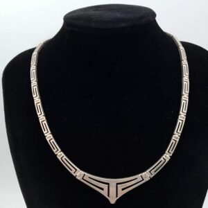Greek Key Meander Necklace Sterling Silver
