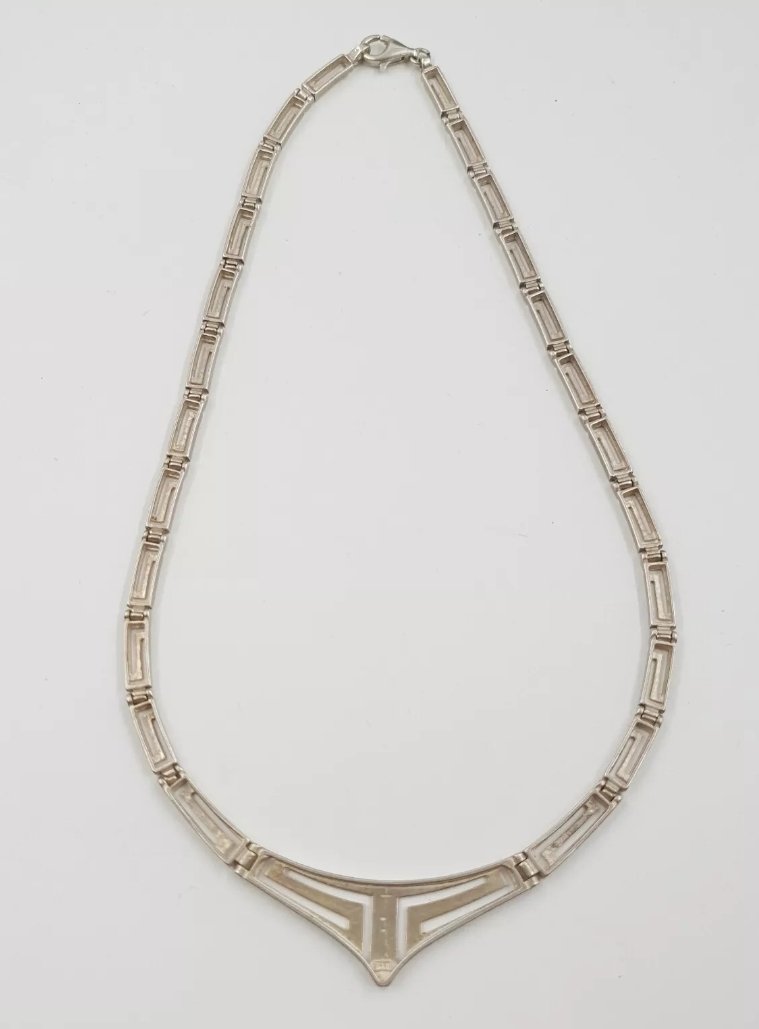Greek Key Meander Necklace Sterling Silver Heavy Quality Jewellery - Image 4